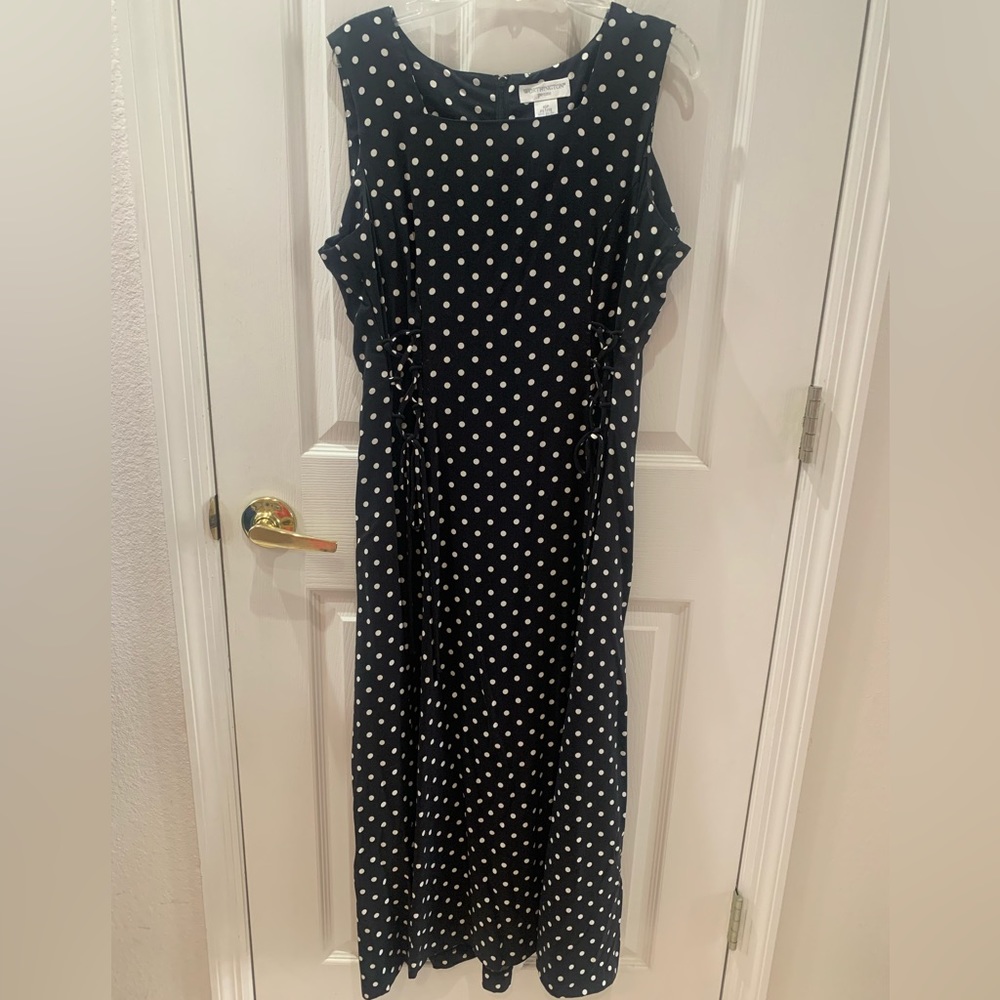 Worthington 10P black/white polka dot dress